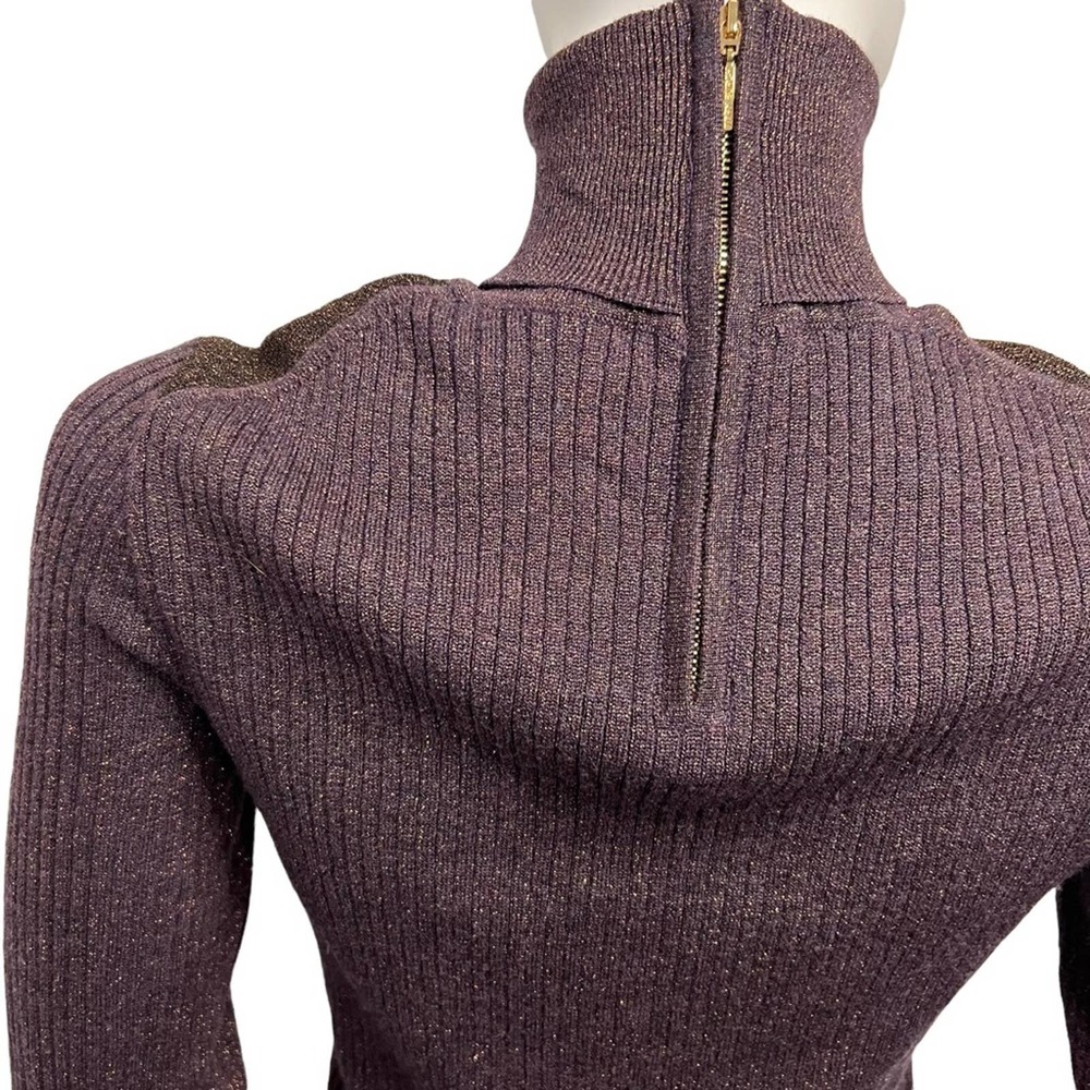 TORY BURCH Lindley Shimmer Sparkle Wool Blend Turtleneck Sweater M - Picture 8 of 11